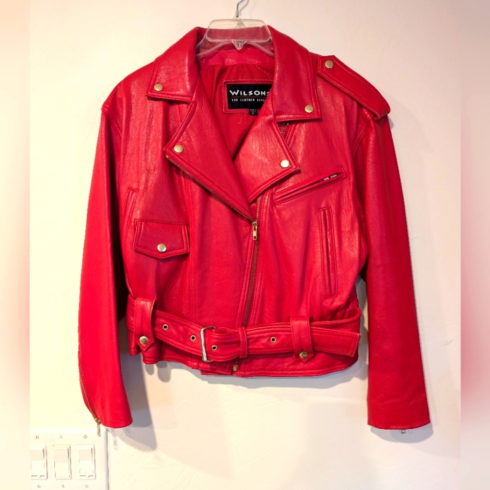 Vintage Wilson leather moto jacket in EUC